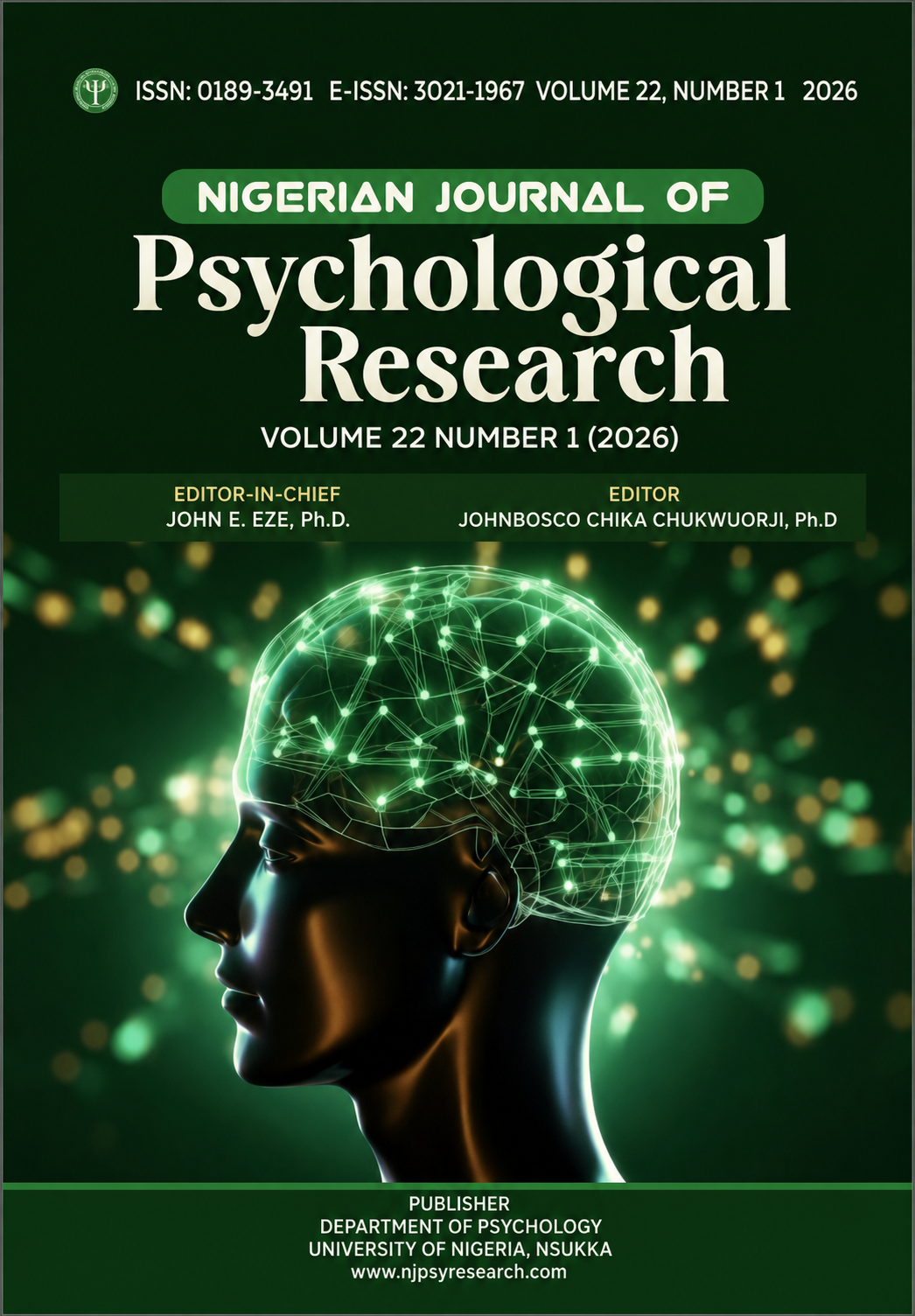 					View Vol. 22 No. 1 (2026): Nigerian Journal of Psychological Research
				